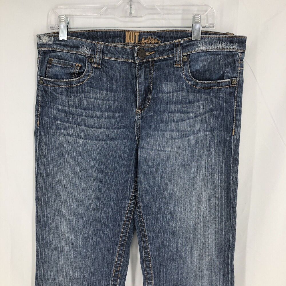 Kut From The Kloth Bootcut Medium Wash Stretch Denim Blue Jeans 12 (34x32)